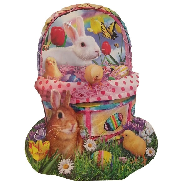 New Bunny's Easter Basket Jigsaw Puzzle 1000 Pieces Special Shape 26.5" x 36.5" - Picture 1 of 6